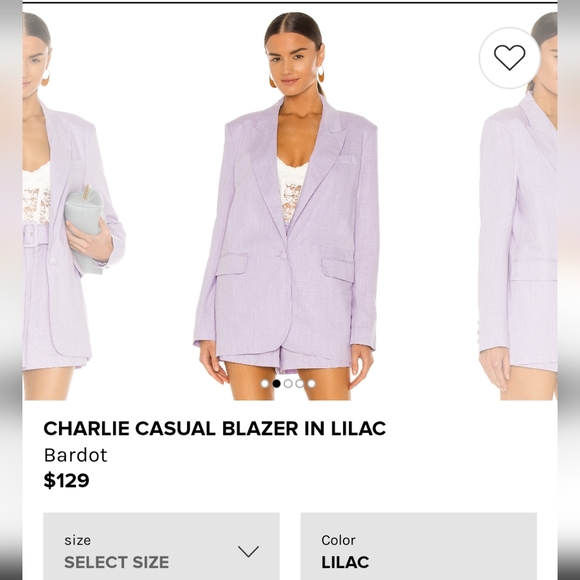 Revolve Bardot Linen Blazer and Short Set (purple) - Picture 2 of 4